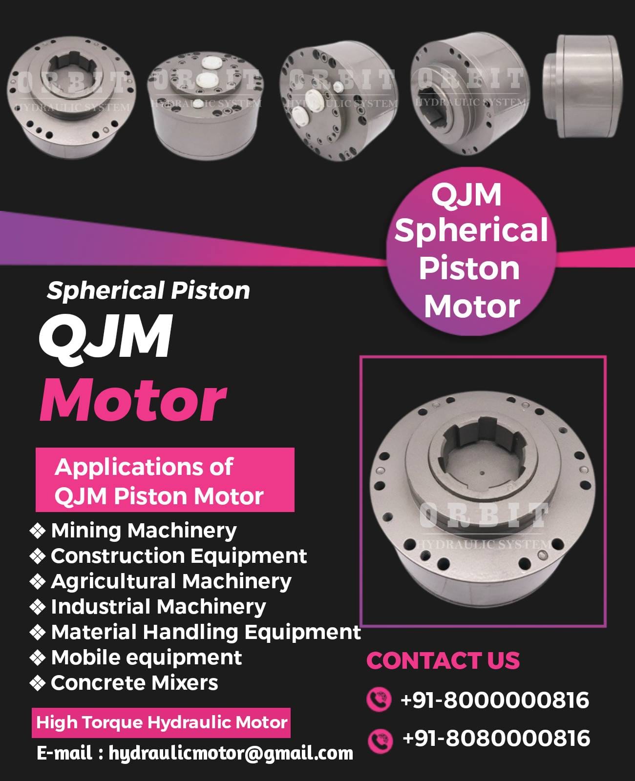 1QJM12-1.0 Spherical Piston Hydraulic Motor in India